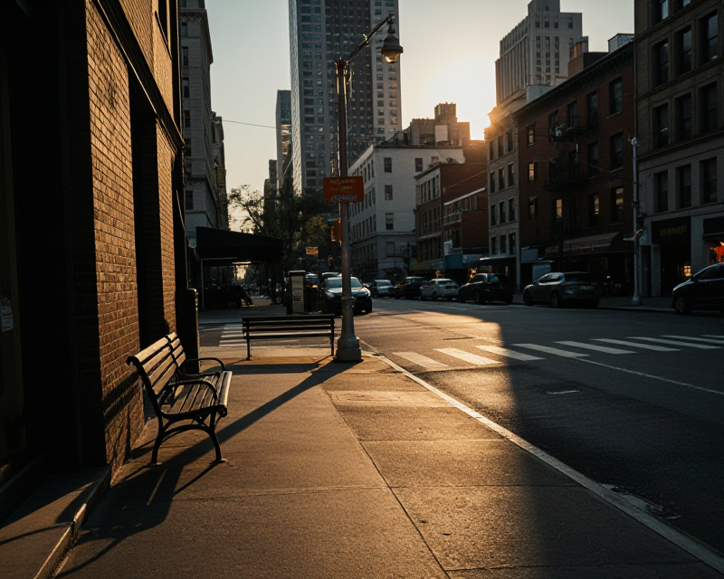 A contemplative urban scene