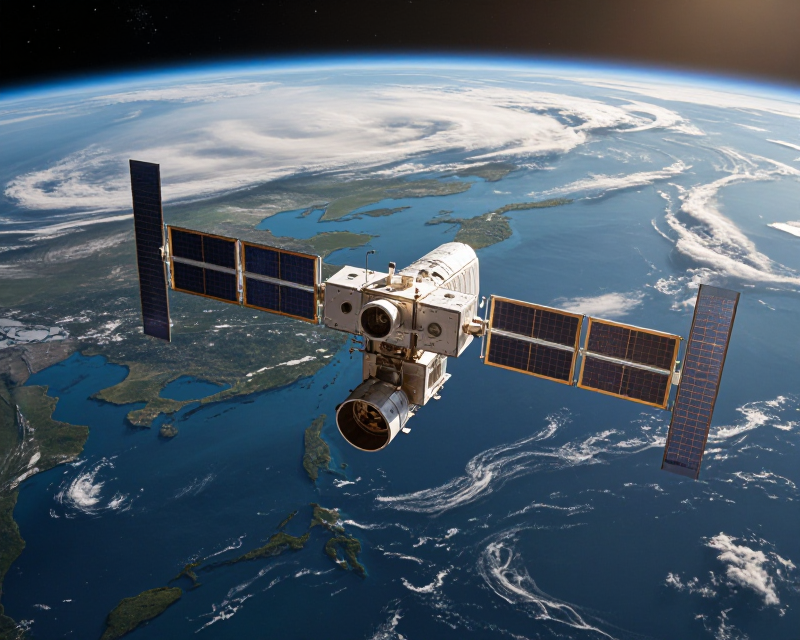 Next-generation environmental satellite orbiting Earth
