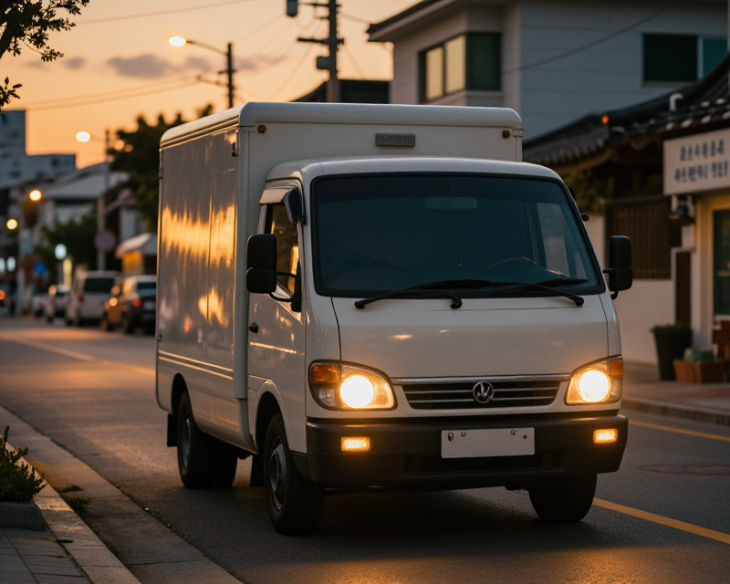 CJ Logistics Truck at Twilight