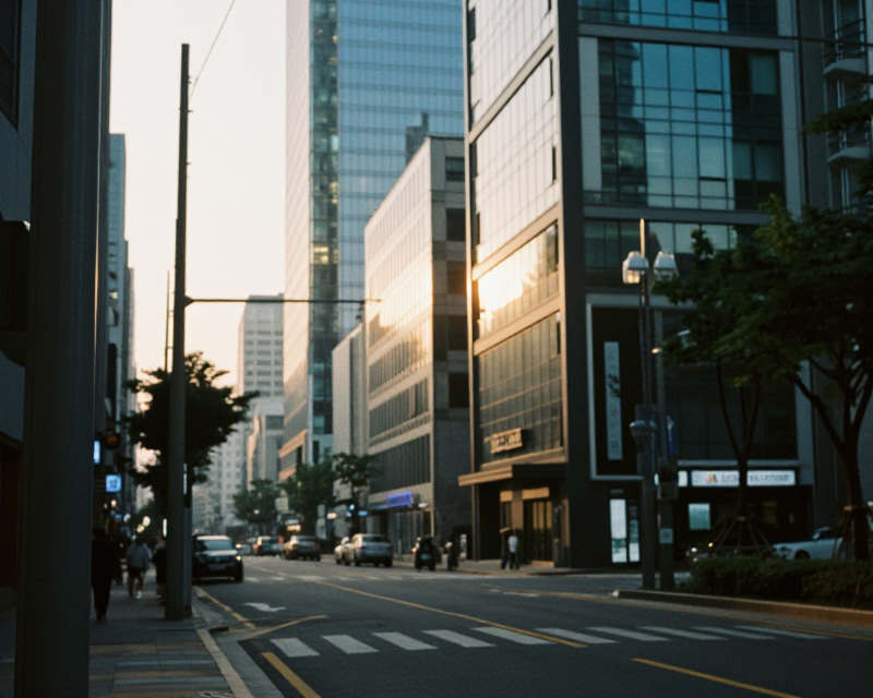 Quiet Morning in Seoul Business District