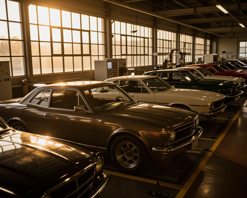 A cinematic view of an industrial manufacturing plant