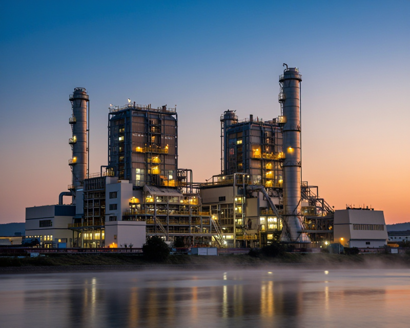 Modern Power Plant at Twilight